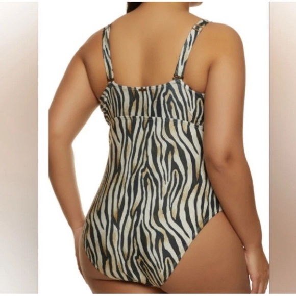 SIMPLY FIT Swimwear One Piece Swim Suit Animal Zebra Print Tummy Control 3X NWT - Picture 3 of 8